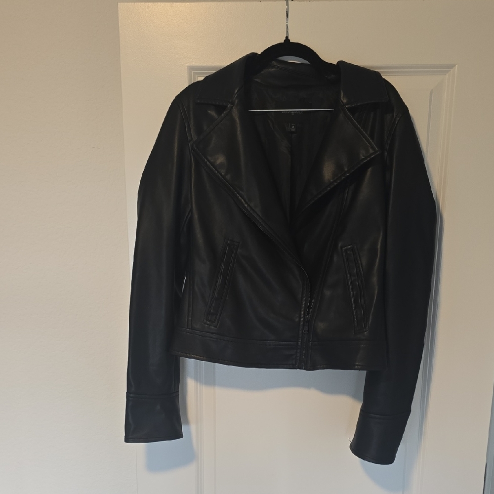 Banana Republic Women's Black Leather Jacket, Med Tall Size